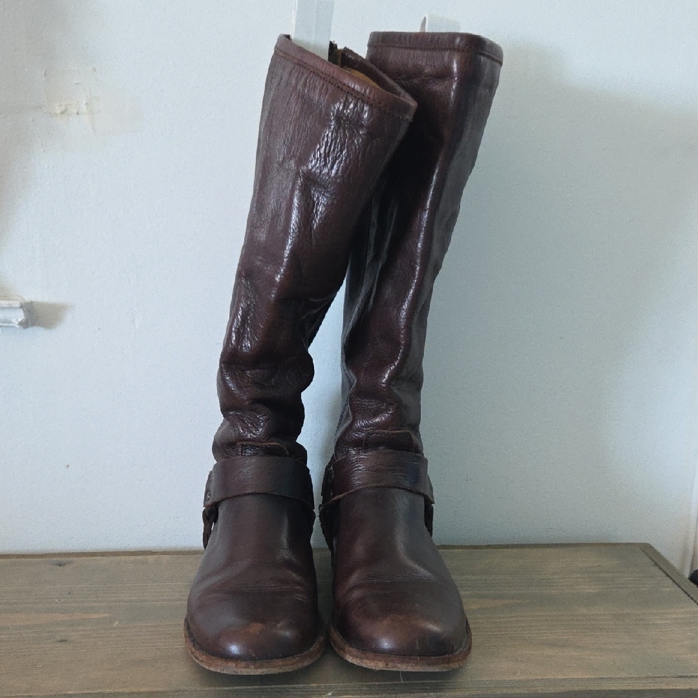 Brown Leather Knee-High Boots - Picture 2 of 11